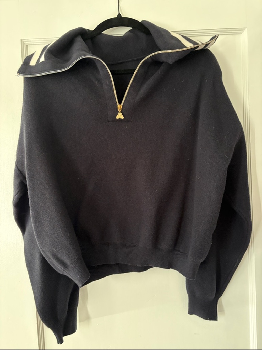 Navy Half-Zip Funnel Neck Sweater